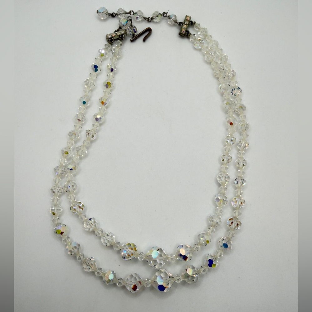 Up to 16.5", Graduated Aurora‎ Borealis, double stranded crystal necklace!